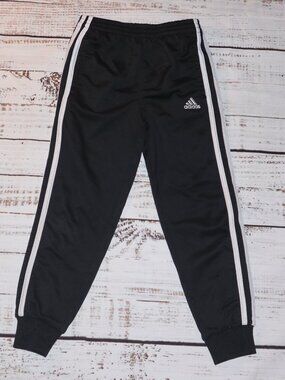 Adidas Boys Black Track Jogger Pants Size 6 Athletic Stripe Sweatpants